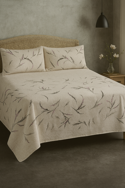 White Printed Bedsheet Cotton Satin (King Size).