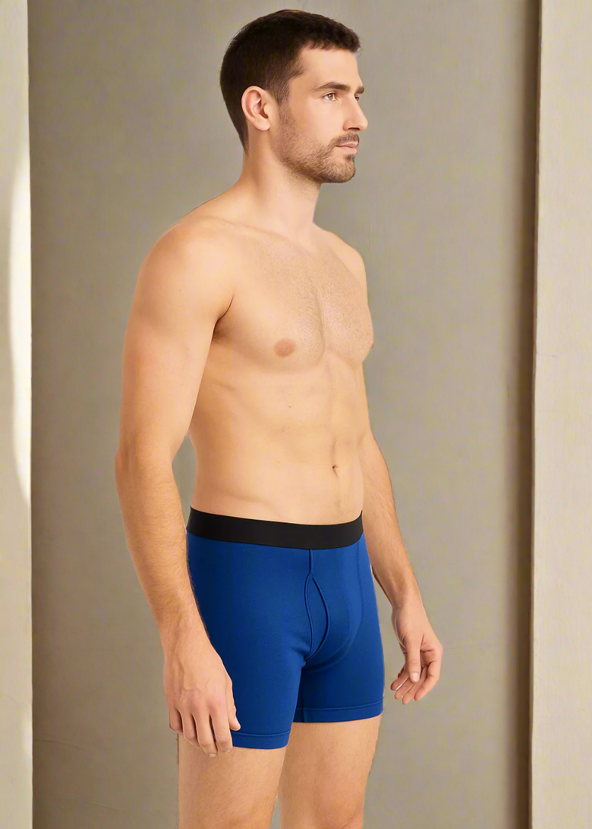 Men's Boxers Pack of 3 Black & Blue Colors 100% Cotton Material