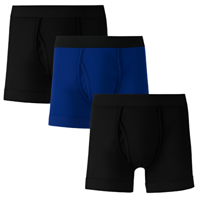Men's Boxers Pack of 3 Black & Blue Colors 100% Cotton Material