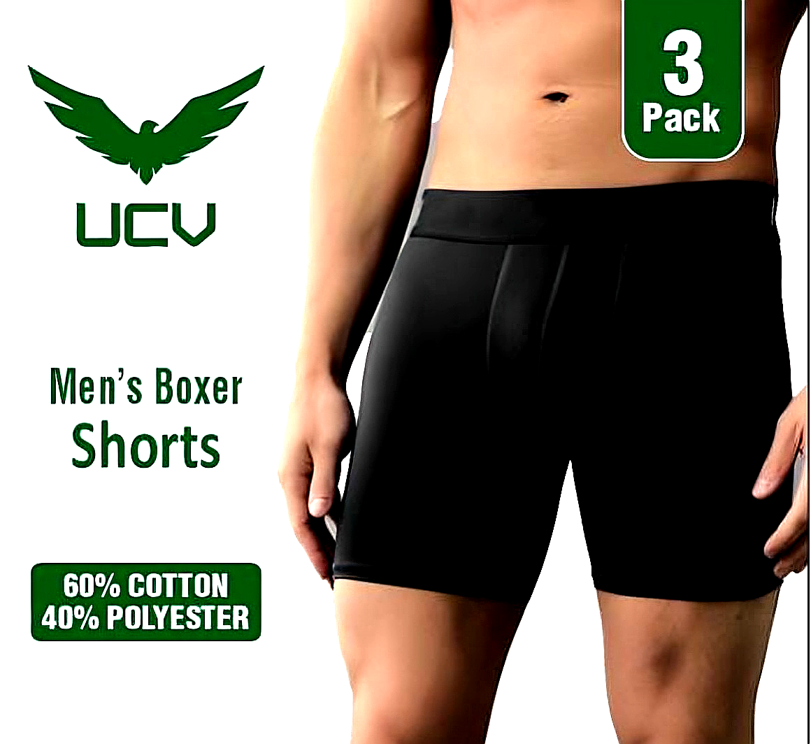 Men's Boxers Pack of 3 Black & Blue Colors 100% Cotton Material