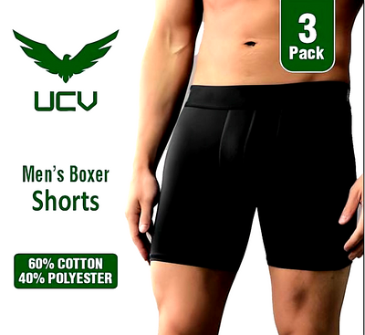 Men's Boxers Pack of 3 Black & Blue Colors 100% Cotton Material